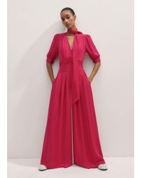 ME+EM - Silk Wide-Leg Jumpsuit + Tie - Lyst