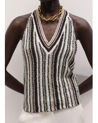 ME+EM - Bouclé Textured Stripe Halter Knit Top - Lyst
