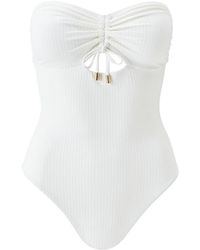 Melissa Odabash - Lucca Cream Ribbed Swimsuit - Lyst