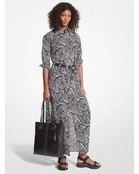 Michael Kors - Zebra Print Organic Cotton Lawn Shirtdress - Lyst