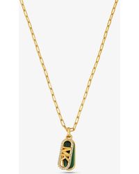 Michael Kors - 14k Gold Plated Tiger's Eye Dog Tag Necklace - Lyst