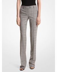 Michael Kors - Mk Carolyn Embroidered Glen Plaid Stretch Wool Trousers - Lyst