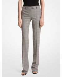 Michael Kors - Mk Carolyn Embroidered Glen Plaid Stretch Wool Trousers - Lyst