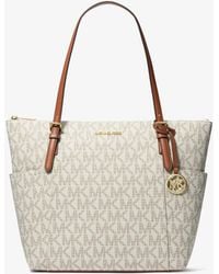 Michael Kors Outlet - Mk Charlotte Medium Signature Logo Top-Zip Tote Bag - Lyst