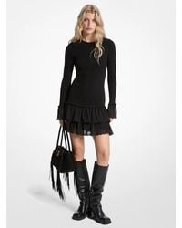 MICHAEL Michael Kors - Mk Smocked Georgette Ruffle Mini Dress - Lyst