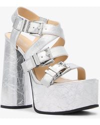 MICHAEL Michael Kors - Mk Sandale Darrington En Cuir Craquelé Métallisé Et À Semelle Compensée - Lyst