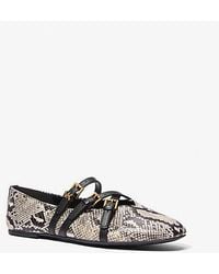 Michael Kors - Mk Indy Snake Embossed Leather Ballet Flat - Lyst