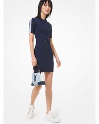 michael michael kors logo tape ribbed knit dress
