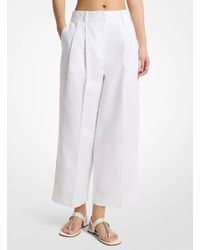 MICHAEL Michael Kors - Mk Pleated Linen And Cotton Wide-Leg Trousers - Lyst