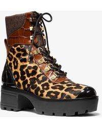 khloe leather and logo combat boot