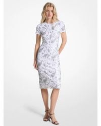 MICHAEL Michael Kors - Michael Kors Studded Paisley Scuba Midi Dress - Lyst