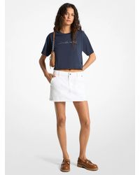MICHAEL Michael Kors - Mk Logo Embossed Cotton T-Shirt - Lyst