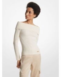 Michael Kors - Mk Merino Wool And Cashmere Off-The-Shoulder Jumper - Lyst