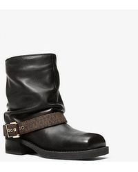 Michael Kors - Mk Colby Leather And Signature Logo Ankle Boot - Lyst