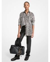 MICHAEL Michael Kors - Mk Chemise En Linon De Coton À Imprimé Serpent - Lyst