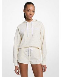 Michael Kors - Signature Logo Cotton Blend Cropped Hoodie - Lyst