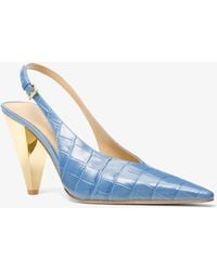 MICHAEL Michael Kors - Mk Electra Crocodile Embossed Leather Slingback Pump - Lyst