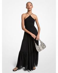 MICHAEL Michael Kors - Mk Robe Longue Ras-De-Cou Smockée En Crêpe Georgette - Lyst