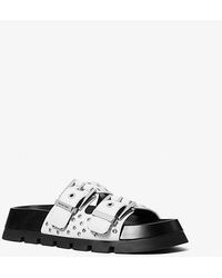 MICHAEL Michael Kors - Mk Colby Grommeted Leather Flat Sandal - Lyst