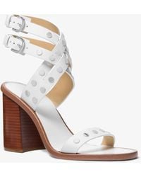MICHAEL Michael Kors - Irene Studded Leather Block Heel Sandal - Lyst