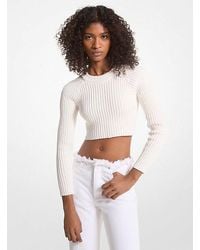 Michael Kors - Ribbed Organic Cotton Cropped Sweater - Lyst