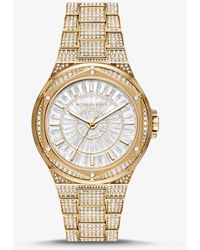 Michael Kors Oversized Lennox Pavé Gold-tone Watch - Metallic