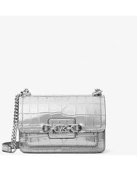 MICHAEL Michael Kors - Mk Heather Extra-Small Metallic Crocodile Embossed Leather Crossbody Bag - Lyst