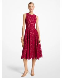 Michael Kors - Floral Lace Sleeveless Fit & Flare Midi Dress - Lyst