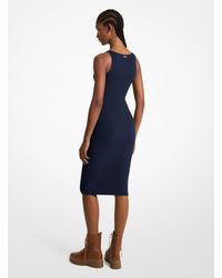 MICHAEL Michael Kors Mk Ribbed Stretch Knit Midi Tank Dress in Green | Lyst  UK