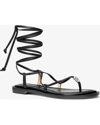 Michael Kors - Khloe Embellished Leather Lace-Up Sandal - Lyst