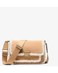 Michael Kors - Bradshaw Medium Suede And Faux Shearling Messenger Bag - Lyst