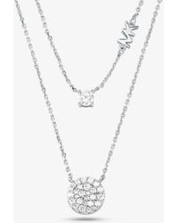 Michael Kors - Precious Metal-plated Sterling Silver Pavé Disc Layering Necklace - Lyst