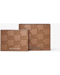 Michael Kors - Hudson Logo Embossed Leather Billfold Wallet And Passcase - Lyst