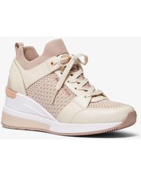 Michael Kors - Mk Georgie Textured Knit And Leather Trainer - Lyst