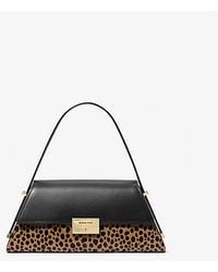 MICHAEL Michael Kors - Ludlow Medium Leather And Cheetah-print Calf Hair Shoulder Bag - Lyst