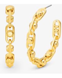 Michael Kors - Mk Astor Medium Precious Metal-Plated Brass Link Hoop Earrings - Lyst