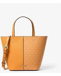 Michael Kors - Flora Medium Signature Logo And Pebbled Leather Crossbody Bag - Lyst