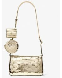 Michael Kors - Jet Set Small Metallic Logo Debossed Crossbody Bag With Case For Apple Airpods Pro - Lyst