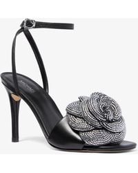 MICHAEL Michael Kors - Elodie Crystal-Embellished Leather Sandal - Lyst
