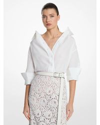 Michael Kors - Mk Silk And Cotton Taffeta Portrait Collar Shirt - Lyst