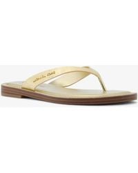 MICHAEL Michael Kors - Mk Koko Metallic Crackled Leather Flip Flop - Lyst