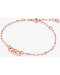 Michael Kors - 14k Rose Gold Plated Sterling Silver Pave Empire Link Chain Bracelet - Lyst