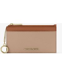 MICHAEL Michael Kors - Mk Jet Set Small Two-Tone Pebbled Leather Card Case - Lyst
