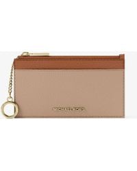 MICHAEL Michael Kors - Mk Jet Set Small Two-Tone Pebbled Leather Card Case - Lyst