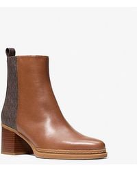 MICHAEL Michael Kors - Mk Lex Leather And Signature Logo Boot - Lyst