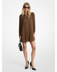 MICHAEL Michael Kors - Pleated Cheetah Print Georgette Dress - Lyst