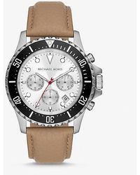 Michael Kors - Oversized Everest Silver-tone And Leather Watch - Lyst