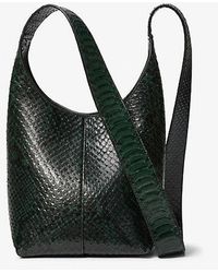 Michael Kors - Dede Mini Python Embossed Leather Hobo Bag - Lyst