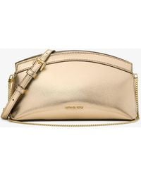 MICHAEL Michael Kors - Mk Athena Small Metallic Leather Convertible Clutch - Lyst
