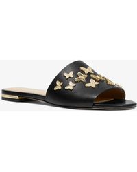 Michael Kors Slide Lacey In Pelle Con Farfalle - Nero